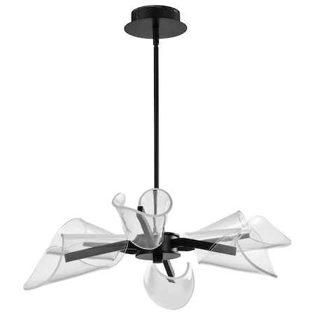 Nuvo Sedona, 28 Inch 6 Light LED Chandelier, Matte Black, Silk Screened Acrylic Lens 62/2281